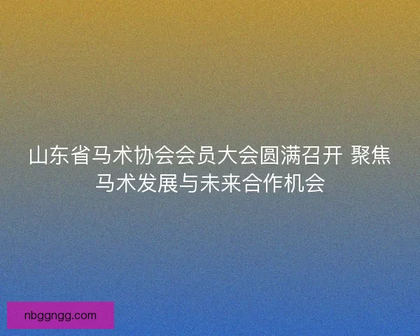 山东省马术协会会员大会圆满召开 聚焦马术发展与未来合作机会